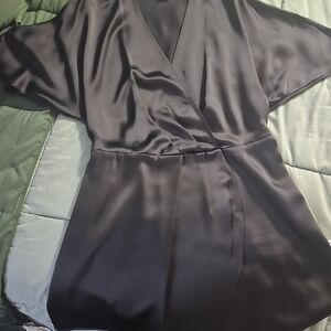 H&M Black Satin Wrap Asymmetrical Dress